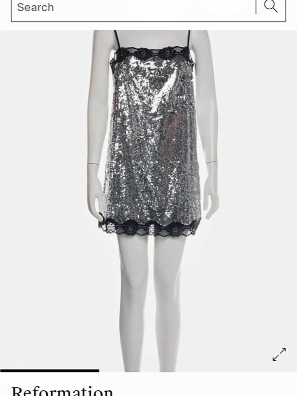 Reformation Patterned Mini Dress in Silver & Black Size xs